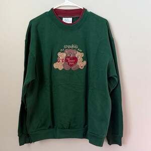 VTG ME Sportswear Grandkids Beary Best Crewneck Sweatshirt Green NWT XL